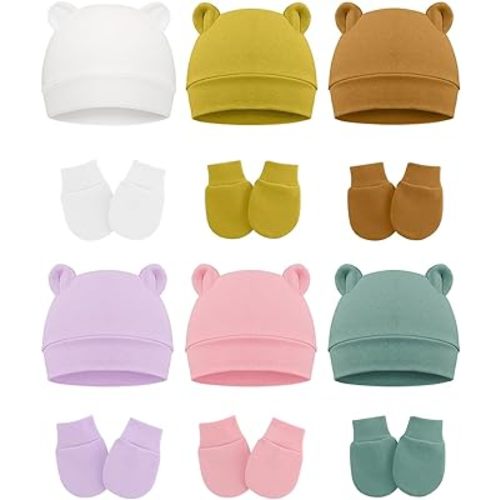 Cute Baby Mittens Newborn, No Scratch Baby Boy Mittens, Baby Girl Hat Gloves for Toddlers, Infant, Newborn