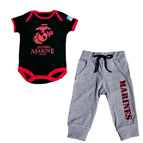 U.S.M.C. Baby Boys 2pc Patriotic EGA Future Marine Bodysuit Pants Set (3-6 Months)