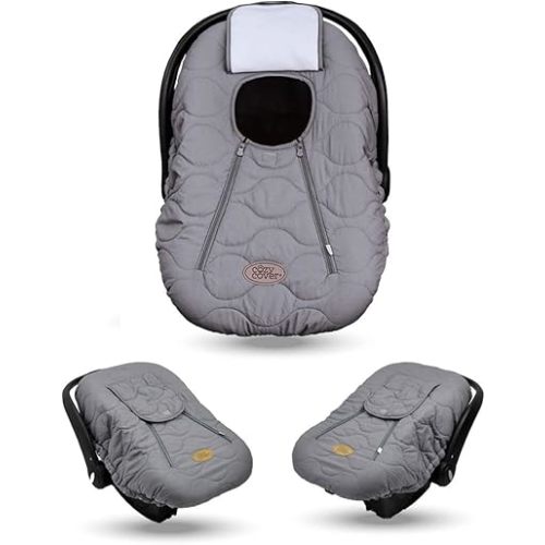 Cozy Cover Infant Car Seat Cover (Gray Quilt) - The Industry Leading Infant Carrier Cover Trusted by Over 6 Million Moms Worldwide for Keeping Your Baby Cozy & Warm