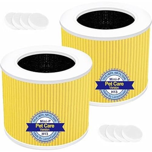 Core Mini Replacement Filter for LEVOIT Core Mini Air Purifier,Core Mini-P,3-in-1 Pet Care High Efficiency H13 HEPA Filter, Mini-RF Filter with Activated Carbon,Replace Part #Core Mini-RF,Yellow