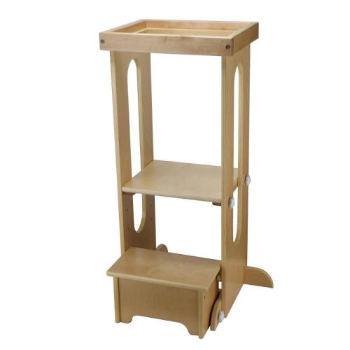 Little Partner Explore N Store Learning Tower, Folding Toddler Tower - Soft White With Natural