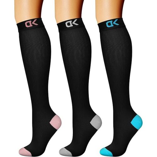 CHARMKING Compression Socks for Women & Men Circulation (3 Pairs) 15-20 mmHg is Best Support for Athletic Running Cycling