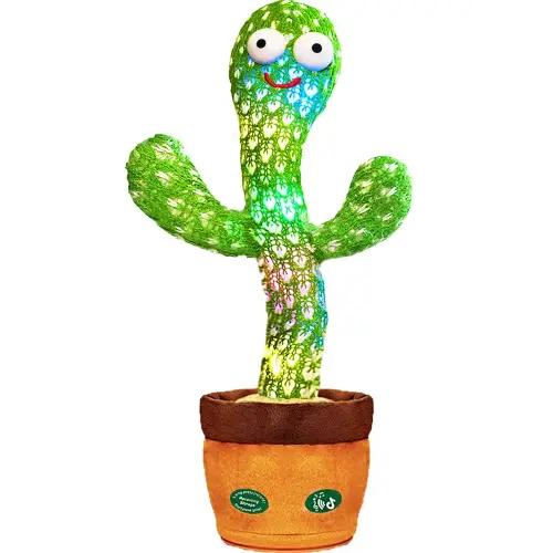 Talking Cactus Toy with LED 120 English Songs, Singing Cactus Dancing Musical Toy, Tummy Time Toys Baby Mimicking Repeats What You Say (Audio Recording & Retelling) Boys Girls Interactive Gift