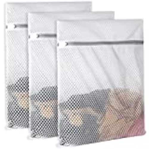 3Pcs Durable Honeycomb Mesh Laundry Bags for Delicates (1 Large 16 x 20 Inches, 1 Medium 12 x 16 Inches, 1 Small 9 x 12 Inches)