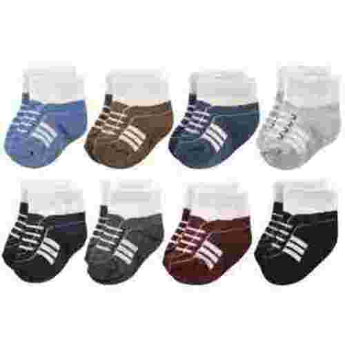 Hudson Baby Infant Boy Cotton Rich Newborn and Terry Socks, Sneaker Navy Gray, 0-6 Months