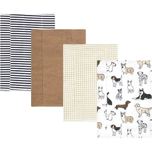 Hudson Baby Unisex Baby Cotton Flannel Burp Cloths, Handsome Dogs, One Size