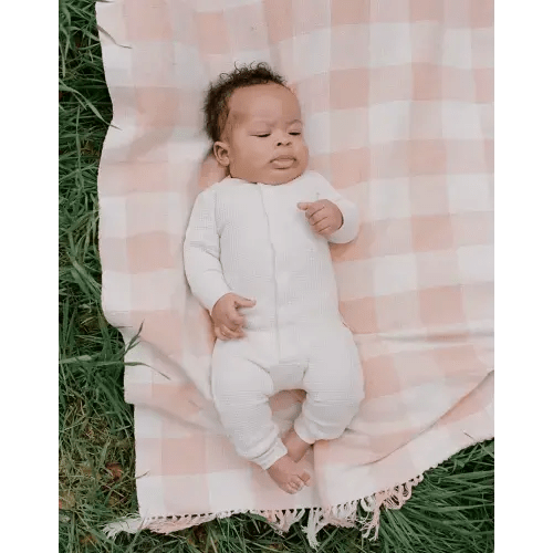organic cotton waffle snap sleeper | 3-6 months oat