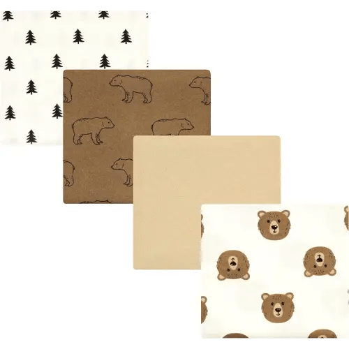 Hudson Baby Unisex Baby Cotton Flannel Receiving Blankets, Brown Bear, One Size