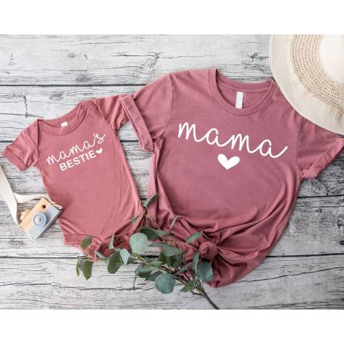 Mama And Mama's Bestie Shirt, Mama And Baby Girl Matching Tee,First Mothers Day Gift,New Mommy and Me,Mama and Mini, Mom and Daughter Tshirt