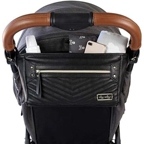 Itzy Ritzy Adjustable Stroller Caddy / Organizer (Black with Gold Hardware)