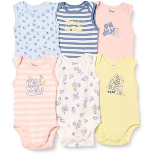 Amazon Essentials Disney | Star Wars | Princess Baby Girls' Sleeveless Bodysuits, Pack of 6