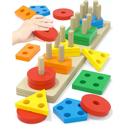 Yetonamr Montessori Toys for 1 2 3 Years Old Boys Girls Birthday Gifts, Wooden Sensory Toys for Ages 2-4 Kids Baby, Toddler Learning Toy Activities Puzzles Ages 1-3