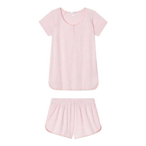 Pima Maternity Shorts Set in English Rose Stripe — L