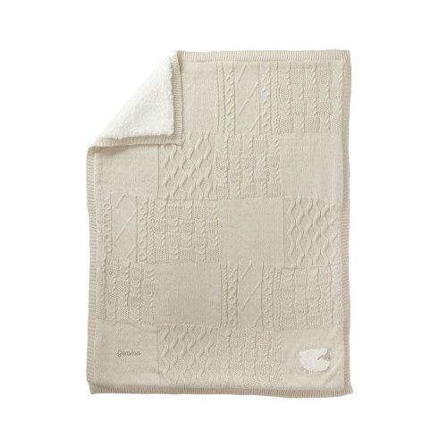 Sheep Patchwork Cable Heirloom Baby Blanket