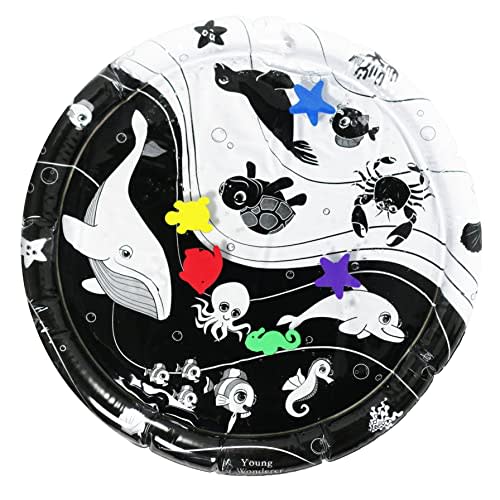 Young Wonderer Under The Sea High Contrast Water Mat – Tummy Time Toy and Baby Water Mat for Sensory Play, Black and White Vision Development Mat, BPA-Free, 0–24 Months