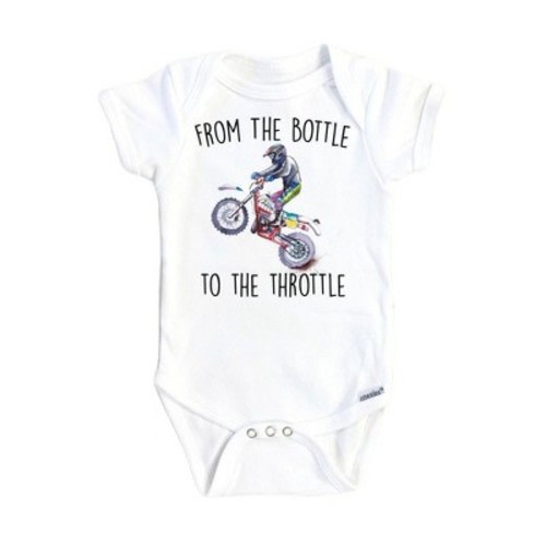 Dirt Bike Thorttle Onesie® Baby Boy Girl Clothes Infant Bodysuit Funny Cute Newborn GS1 White 12M Onesie®