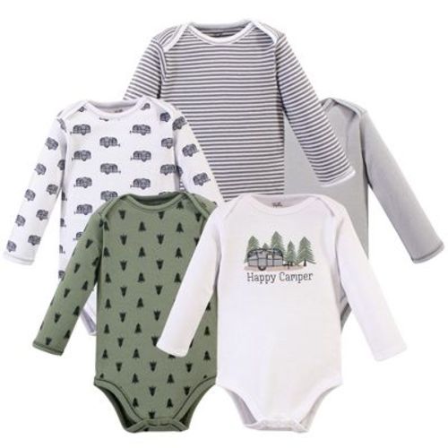 Touched by Nature Baby Boy Organic Cotton Long-Sleeve Bodysuits 5pk, Happy Camper