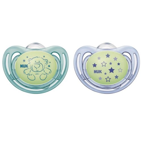 NUK Airflow Glow-in-the-Dark Pacifiers, 0-3 Months, 2-Pack