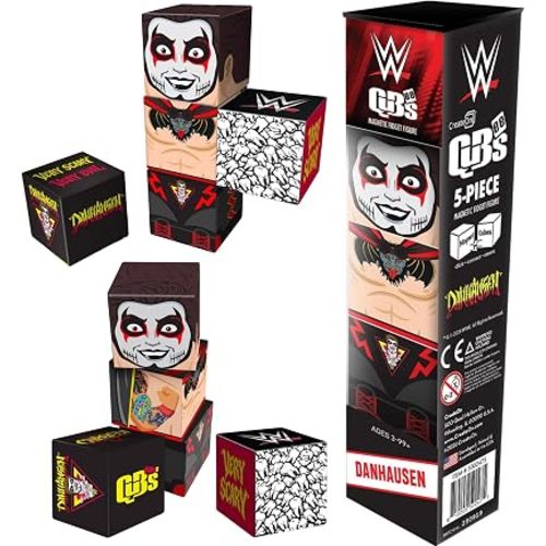 CreateOn WWE Danhausen QuBee – Magnetic Cubes Fidget Figure, Stackable Collectible Toy, WWE Championship Belt Accessory, Desk Toy & Fan Display for Kids & Adults