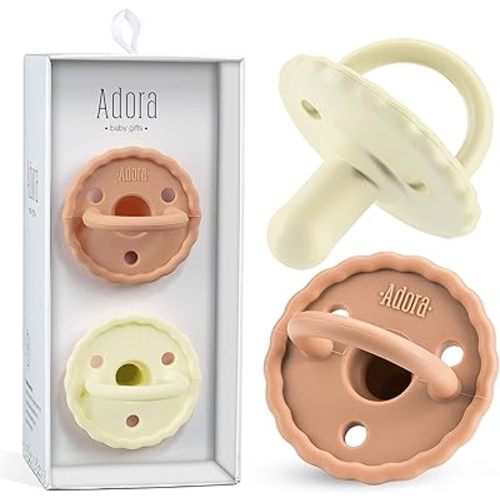 Baby Soother Pacifiers - Silicone Pacifier for Boys/Girls - Newborn Pacifiers Set of 2 - Newborn Baby Essentials, BPA Free