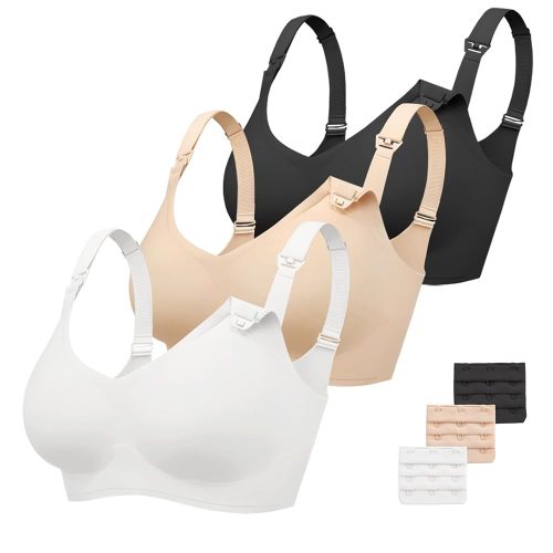 Vinfact 3 Pack Nursing Bras for Breastfeeding Comfort Maternity Bras for Pregnancy Wireless Seamless Breastfeeding Bras
