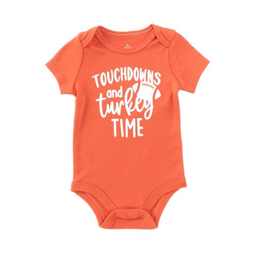 Baby Starters Baby Boys 3-9 Months Short-Sleeve Touchdowns And Turkey Time Thanksgiving Bodysuit