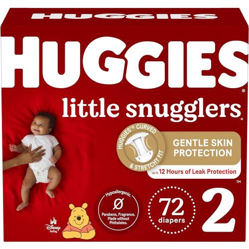 Huggies Size 2 Diapers, Little Snugglers Baby Diapers, Size 2 (12-18 lbs), 72 Count