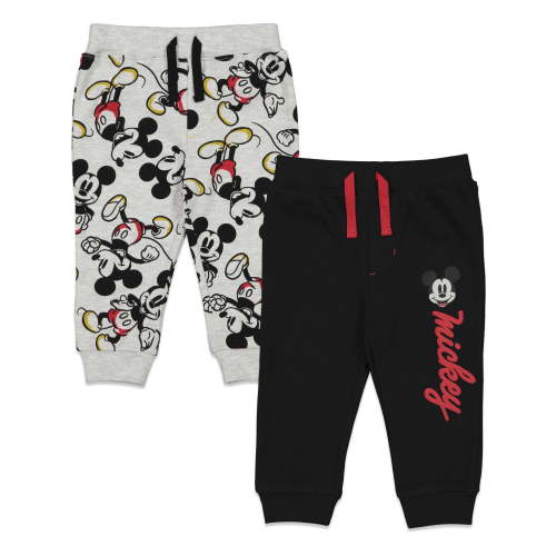 Disney Mickey Mouse Newborn Baby Boys 2 Pack Jogger Pants Newborn to Little Kid