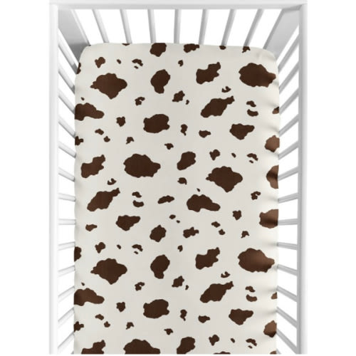 Sweet Jojo Designs Gender Neutral Unisex Baby Fitted Crib Sheet Western Cowgirl Brown Off White