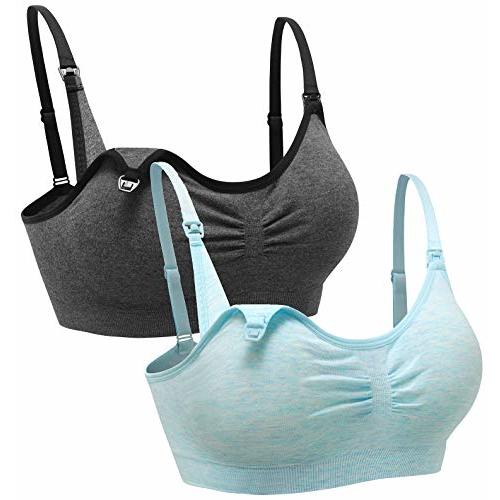 Suekaphin 2PACK Nursing Maternity Bra for pregnancy women breastfeeding comfortable Sleeping with Extenders