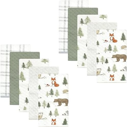 Hudson Baby Unisex Baby Quilted Burp Cloths, Forest Animals, One Size
