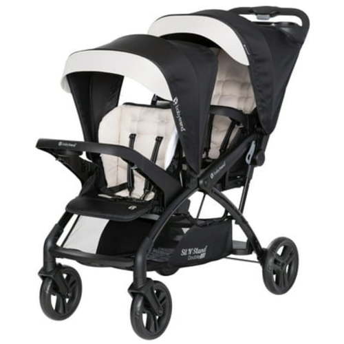 Baby Trend Sit N' Stand Double Stroller 2.0 DLX, Convertible, Travel-Friendly, Modern Khaki