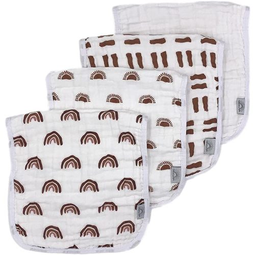 Muslin Burp Cloths - 4 Pack of Burp Rags, Burping Cloths, Burp Clothes - Large Absorbent Unisex Spit Up Rags for Boys and Girls - Gender Neutral Baby Shower or Registry Set for Babies
