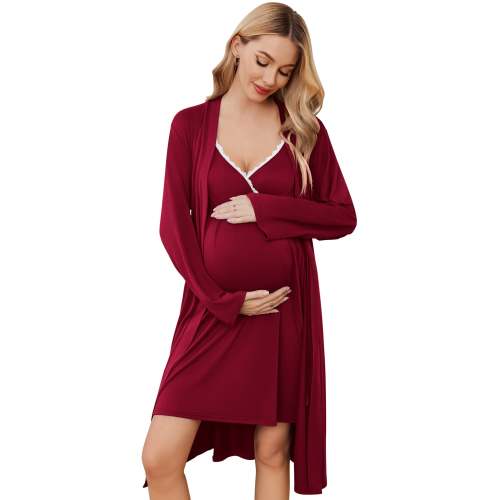 Ekouaer Premium Soft Nursing Gown and Robe Set (US Only)