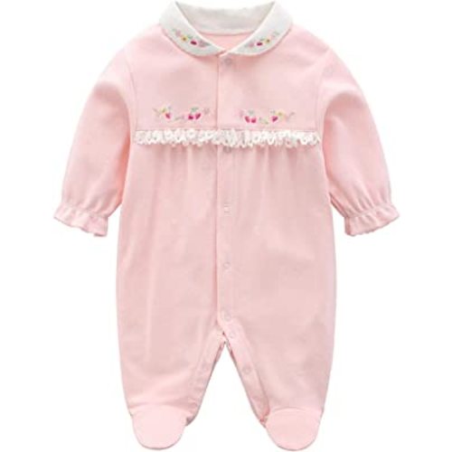 Baby One Piece Romper Soft Cotton Sleepwear Footed Jumpsuit for 0-12 Month Infant