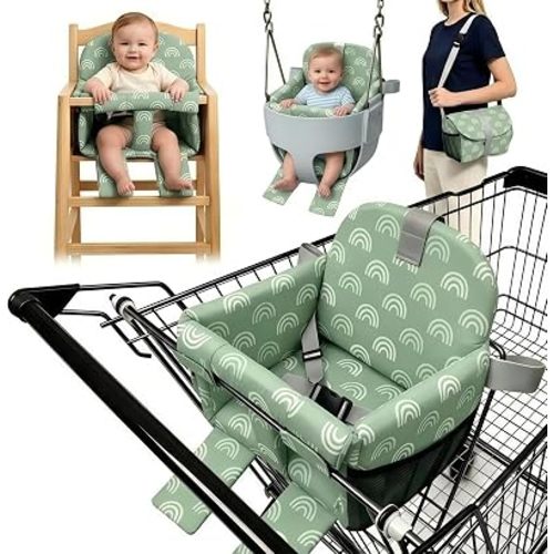 ChildLike Shopping Cart Seat for Baby&High Chair Cover-Sage Green Rainbow