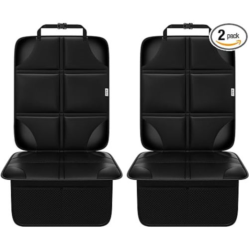 Meolsaek Car Seat Protector, Non-Slip Padded Backing Will Not Leave Imprint, Thickest Carseat Seat Protector for Child Car Seat 2 Pack for SUV, Sedan, Truck, Leather Car Seat 15mm (Black)