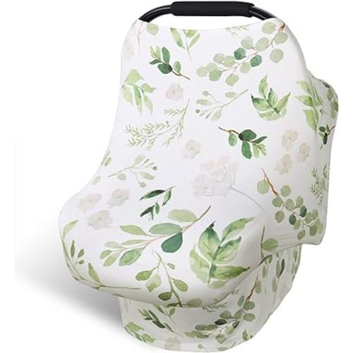 Nursing Cover Breastfeeding Scarf, Car Seat Covers for Babies Infant Carseat Canopy, Stretchy Soft Breathable Multi-Use Cover Ups for Stroller High Chair Shopping Cart, Baby Essentials for Summer