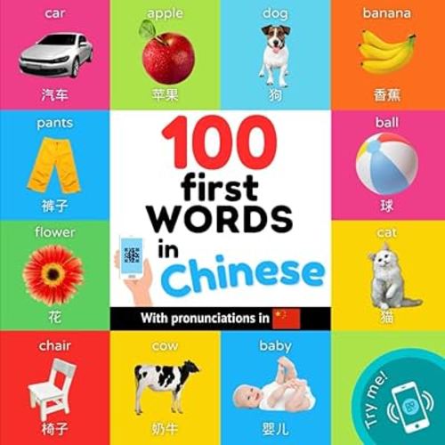100 first words in chinese: Bilingual picture book for kids: english / chinese with pronunciations (Learn Chinese)