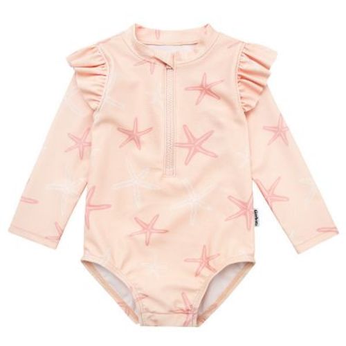 Gerber Baby Girls' And Toddler Long Sleeve One Piece Rashguard Swimsuit - Starfish - 0-3 Months