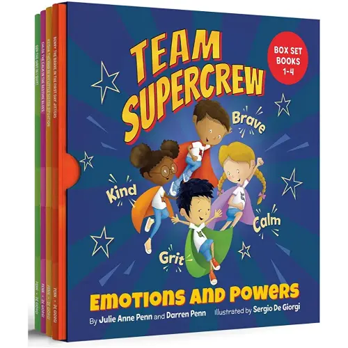 Team Supercrew - Emotions and Powers - 4 Book Box Set (books 1-4): Help kids through big emotions (anger, fear, frustration, sadness). Discover the power to be brave, be kind, be calm, and have grit!
