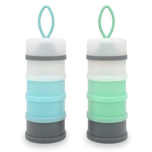 Baby Formula Dispenser, Formula Container, Portable Milk Powder Dispenser Container, Baby Feeding Travel Storage Container, Non-Spill Stackable Baby Snack Storage Container, BPA Free, 2 Packs - Grey & Orange