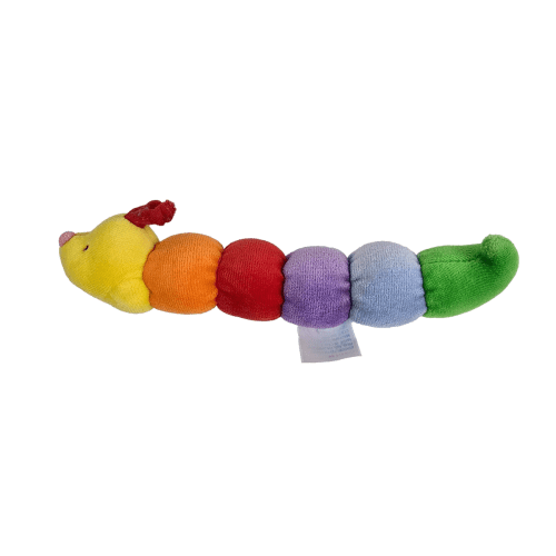 Baby Gund Mini Tinkle Crinkle Rainbow Caterpillar Plush Rattle 1827 Stuffed Toy