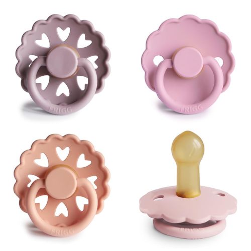 FRIGG Natural Rubber Baby Pacifier 4-Pack Sunset Bliss | Made in Denmark | BPA-Free (6-18 Months)
