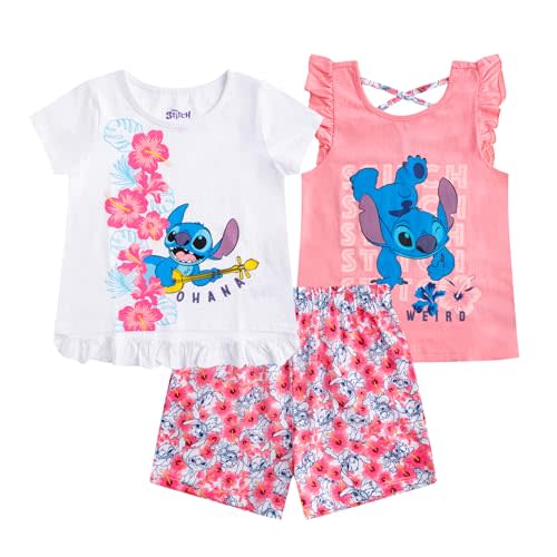 Disney Girls 3-Piece Shirts and Short Set: Wide Variety Includes Minnie, Frozen, and Princess