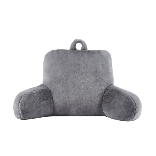 Mainstays Faux Fur Plush Bedrest Pillow, Specialty Size, Gray