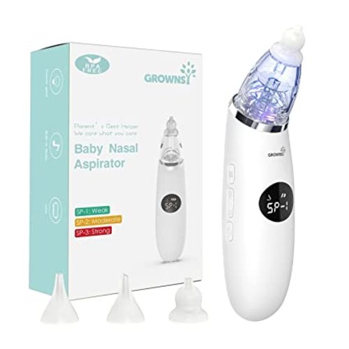 Baby Nasal Aspirator | Baby Nose Sucker | Baby Nose Cleaner, Automatic Booger Sucker for Baby, Rechargeable, with Pause & Music & Light Soothing Function - Grey