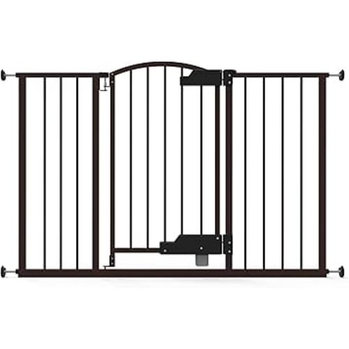 Summer by Ingenuity Hands-Free Foot Open Thruway 52W Series Pet & Baby Gate, 29"-52" Wide, 28" Tall, Pressure or Hardware Mounted, Wall or Banister in Doorway or Hallway - Espresso