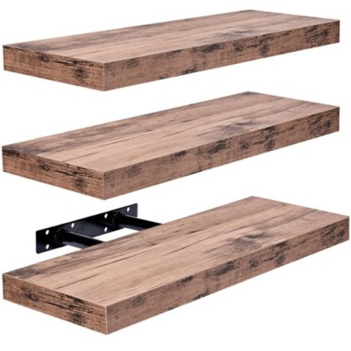 3 Pack 16 Inch Sorbus Rustic Floating Shelves - for Bedroom, Kitchen, Living Room, Office - Floating Shelf for Trophies, Books, Frames, etc