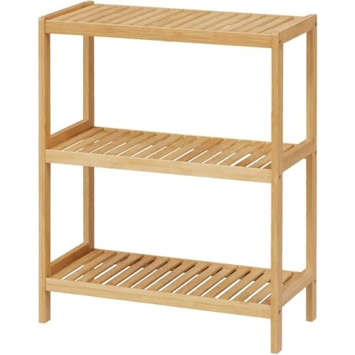 Bamboo Bathroom Shelf, Stand Utility Storage Shelf Multifunctional Bathroom Kitchen Living Room Holder Plant Flower Stand (3-Tier)